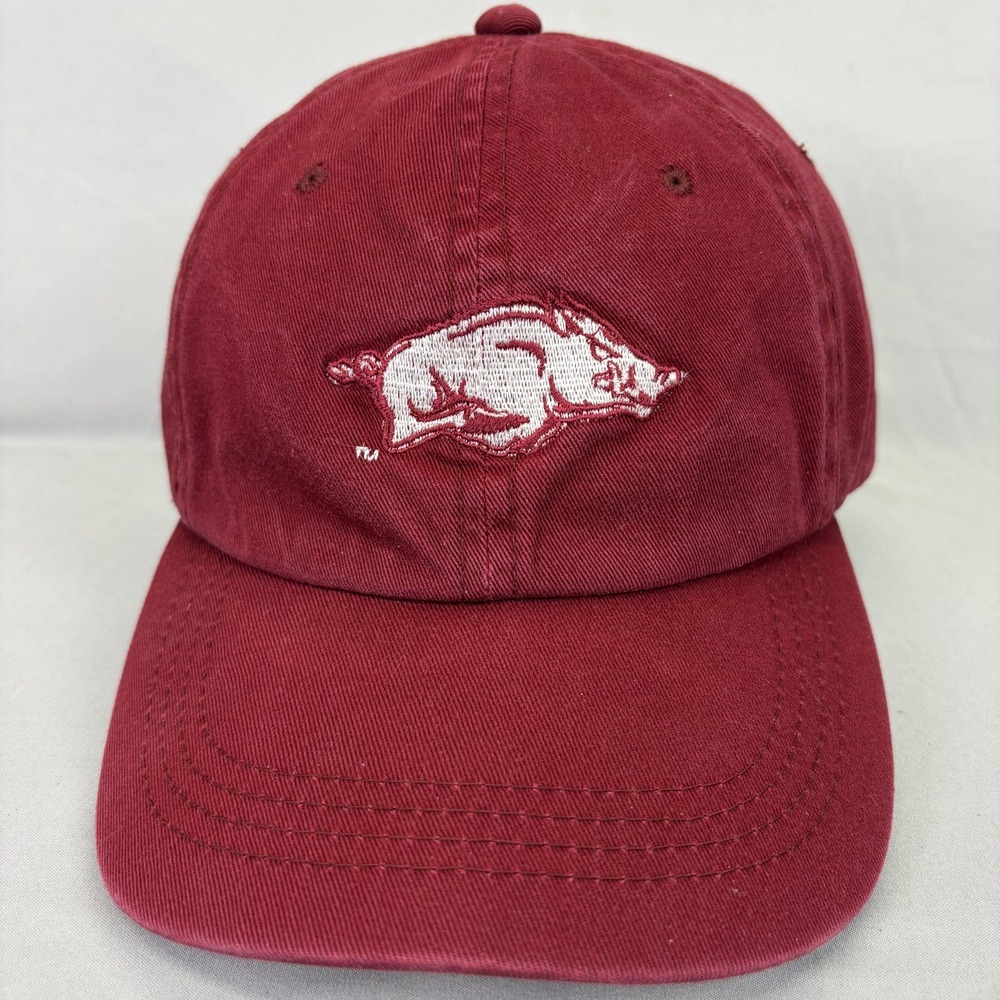 OC Arkansas Razorbacks Hat Dad Cap Mens OSFM Maroon Arvest Embroidered Logo